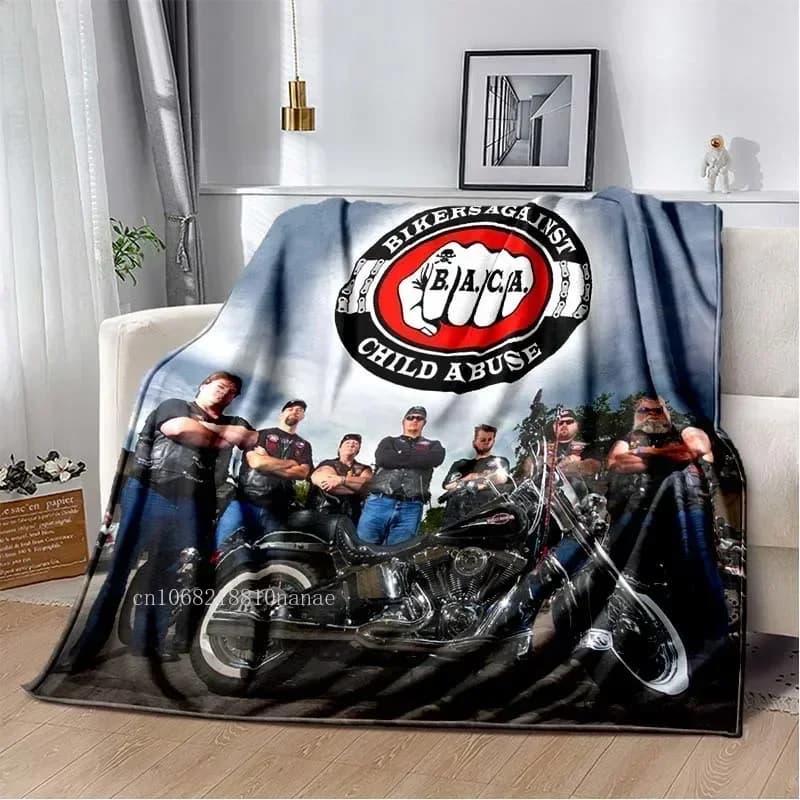 BACA - Bikers Against Child Abuse Logo Printed Blanket Soft Flannel Plush Portable Home Travel Camping Blanket