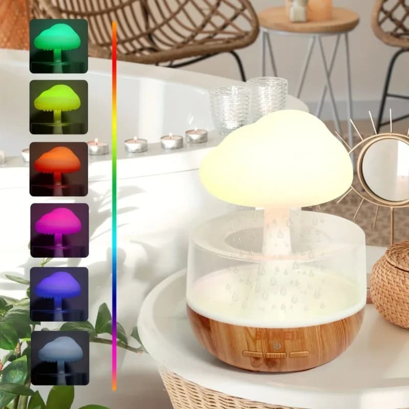 Lampada Umidificatore a Forma di Nuvola USB con 7 Colori Variabili per Camera da Letto, Soggiorno, Studio e Cameretta