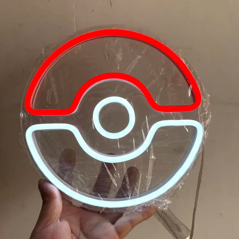 20*20cm Anime USB Creative Wall Decoration Atmosphere Glowing Poke Ball Neon Lights E-Sports Room Background Wall LED Gift