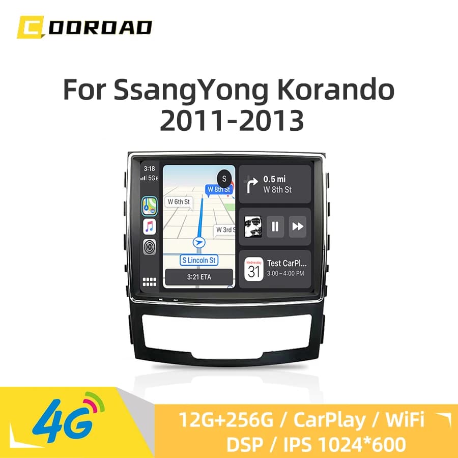 CarPlay Android 14.0 DSP Stereo Autoradio Per SsangYong Korando 2011-2013 Navigazione GPS 4G WiFi Bluetooth Lettore Multimediale Per Auto