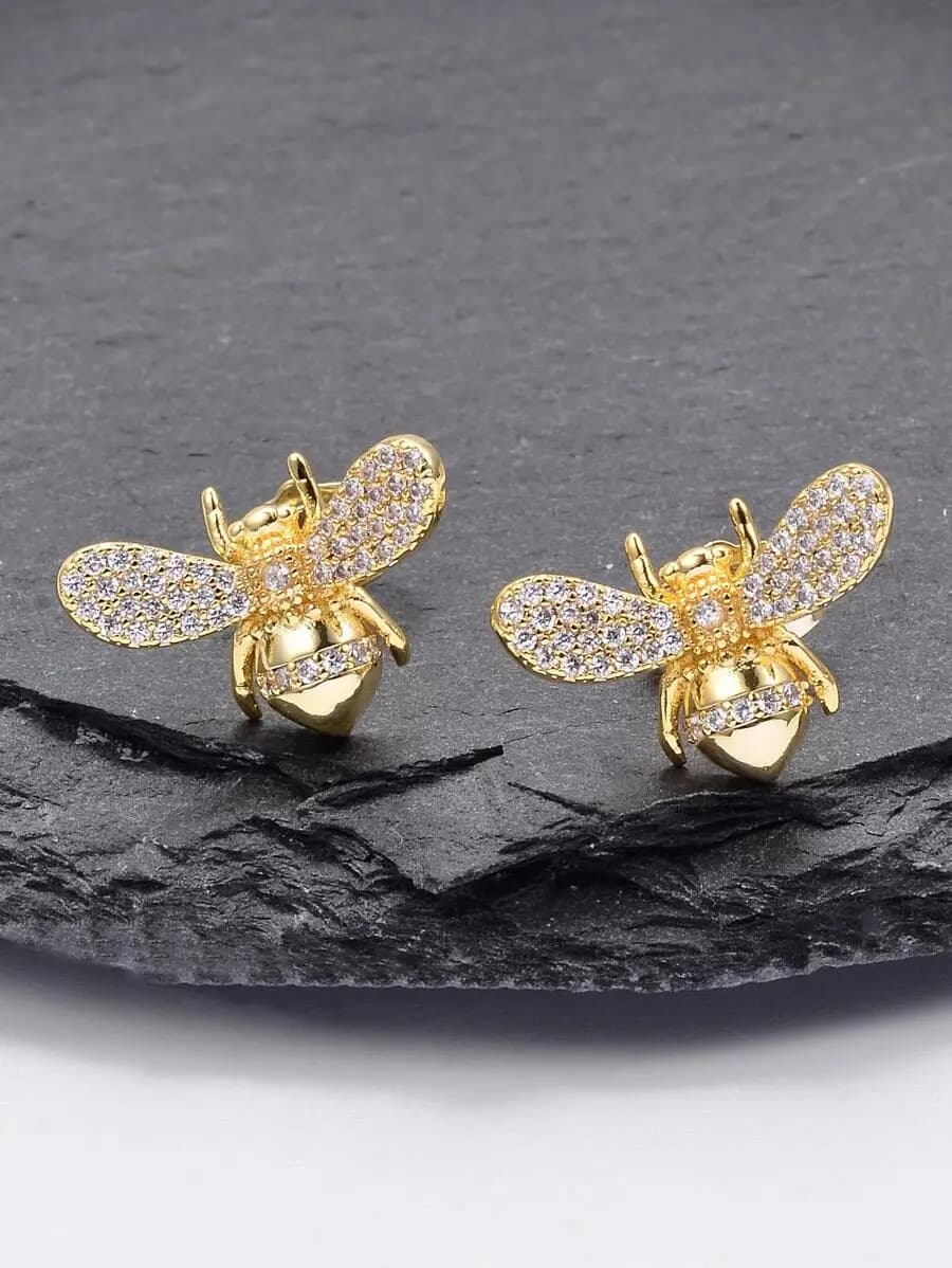 Orecchini a forma di ape con zirconi cubici per donna