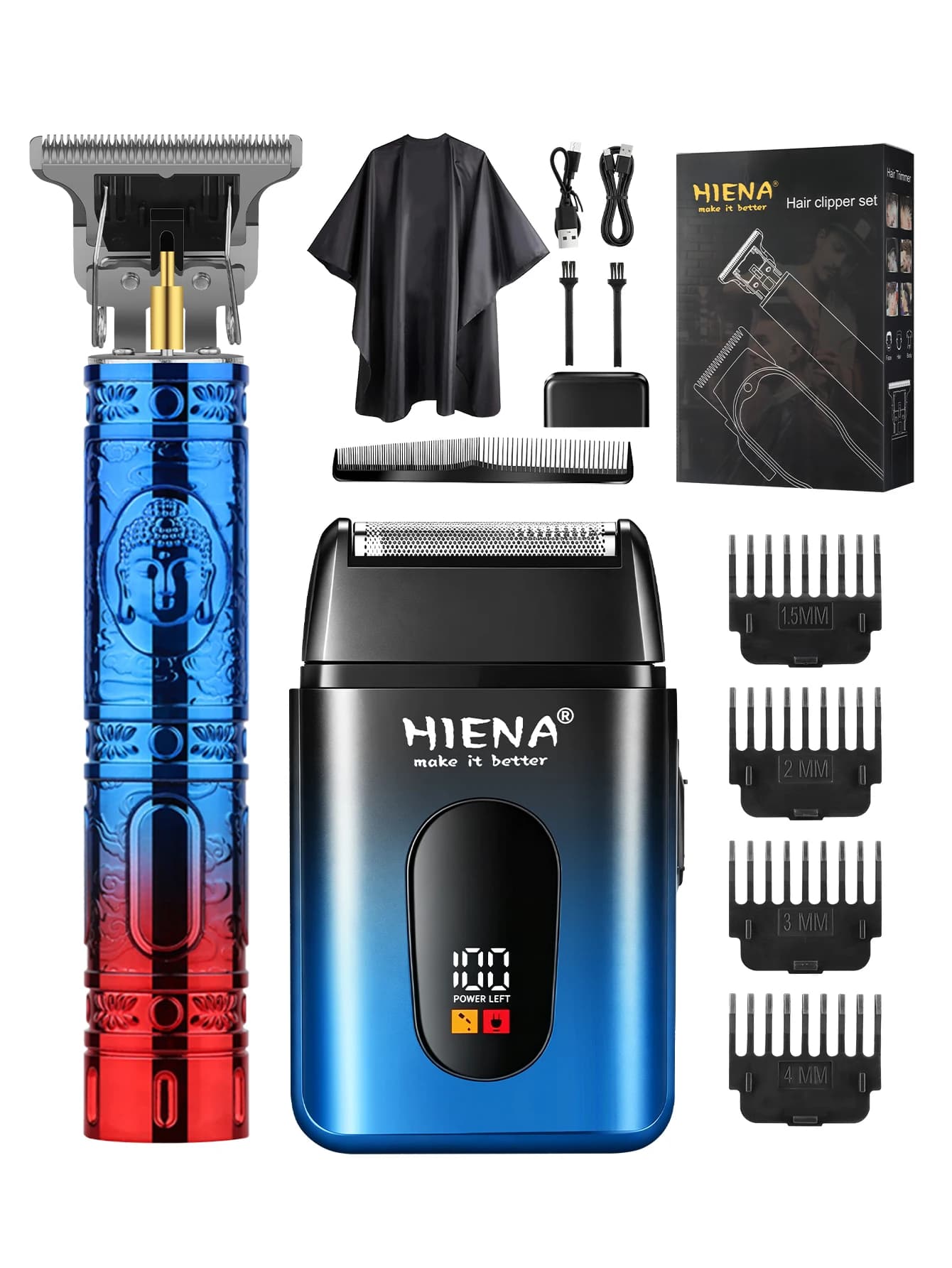 HIENA Gradient Hair Clippers Set Men Professional Cordless Beard Trimmer Usb Fast Charging Hair Cutting Machine For Husband