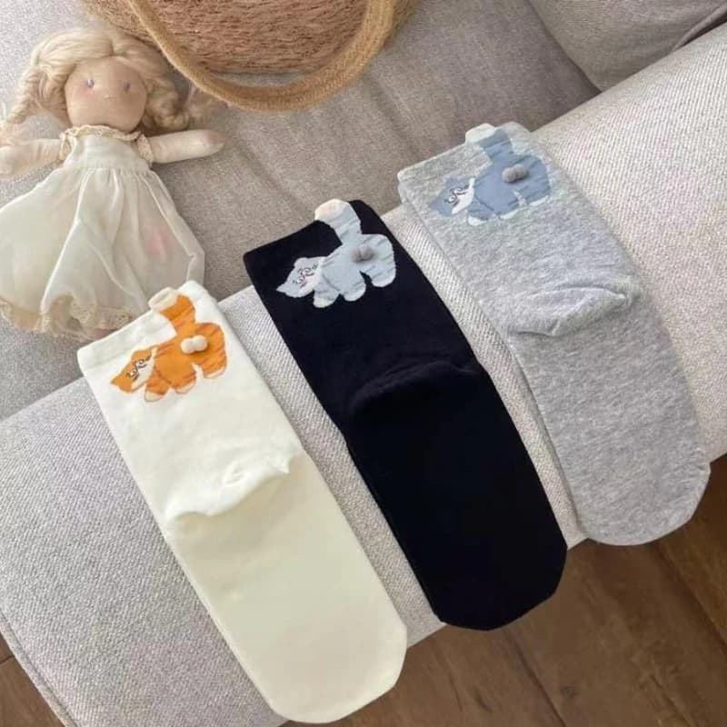 1/3 paio di calzini a tubo medio da uomo e da donna con stampa tridimensionale di gatti, morbidi, comodi, assorbenti, traspiranti, casual, per coppie