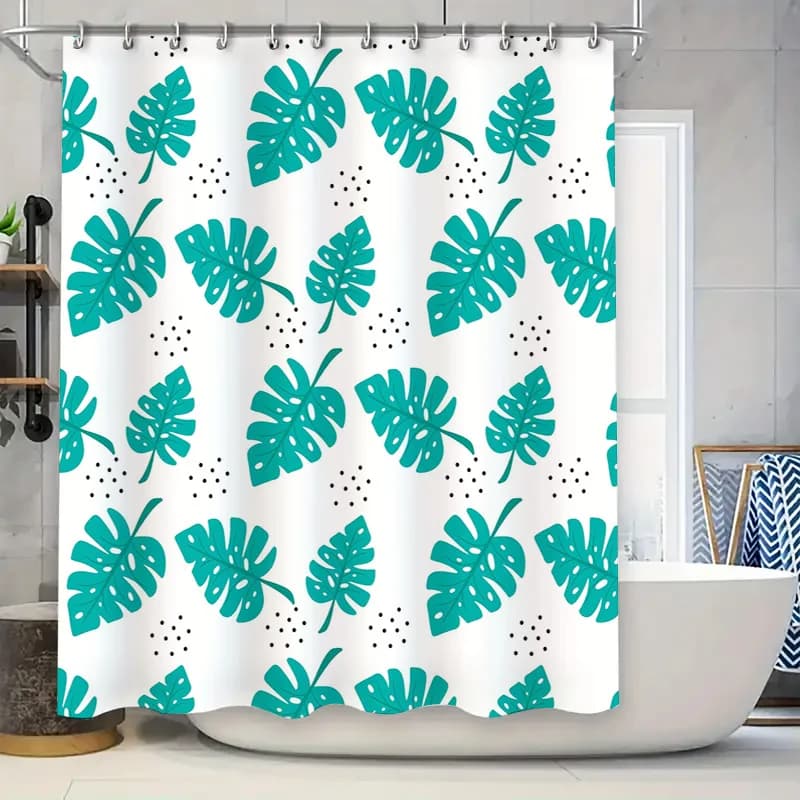 Tenda da doccia con foglie di Monstera verde brillante, aggiunta perfetta per l'arredamento del bagno, installazione semplice, tessuto lavabile in lavatrice,