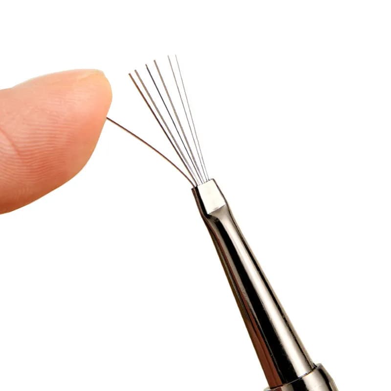 1/4 Pezzi Pennello per Nail Art con Doppio Manico in Legno e Punta in Acciaio Inox per Gel e Cristalli