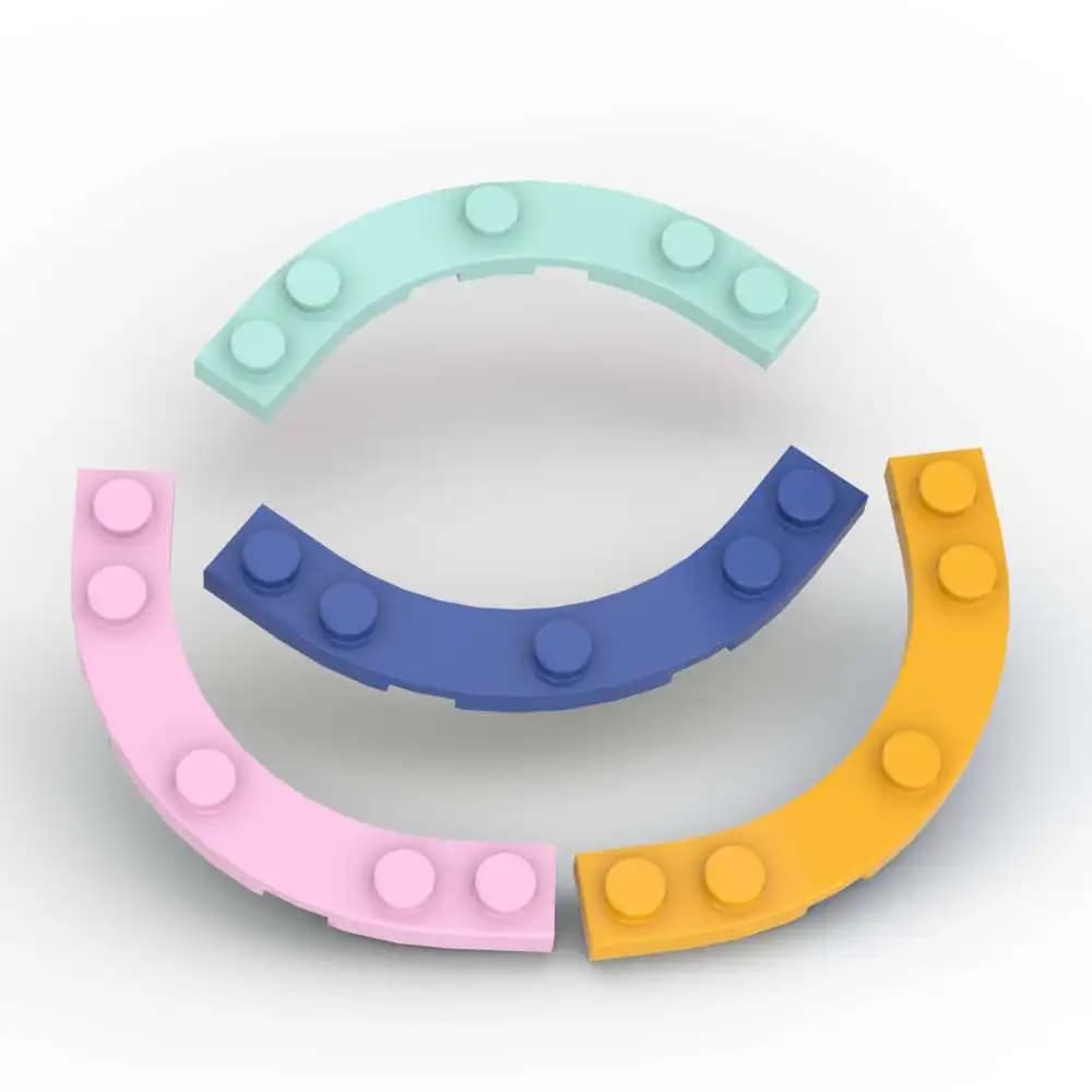 MOC 10PCS 80015 With 4x4 Curved Cutout Plate Bricks Round Corner 5x5 Building Blocks Diverting Toys Adults Boys Holiday Gift
