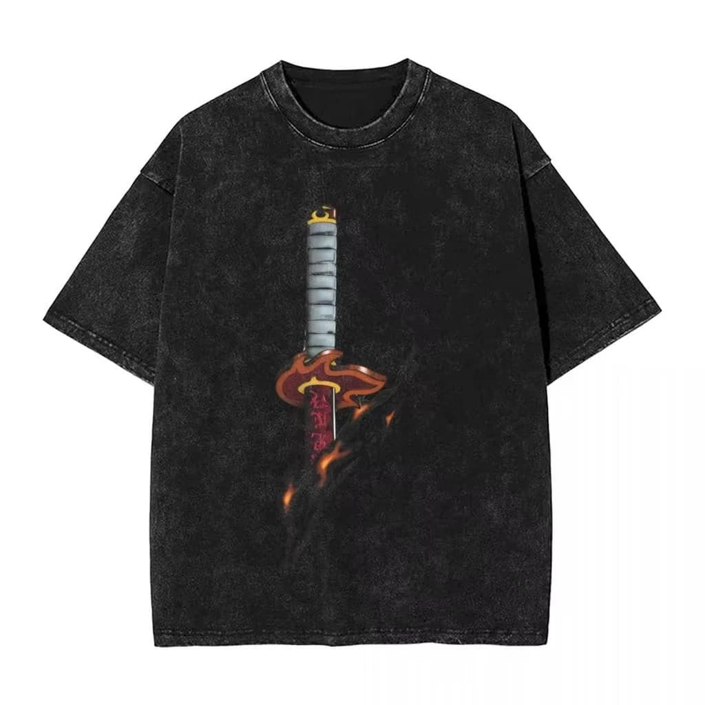 T-shirt Grafica Anime Demon Slayer Rengoku 2026 Hot per Uomo Donna, in Cotone, Streetwear Lavato Oversize, Maglietta Manga Harajuku Y2k