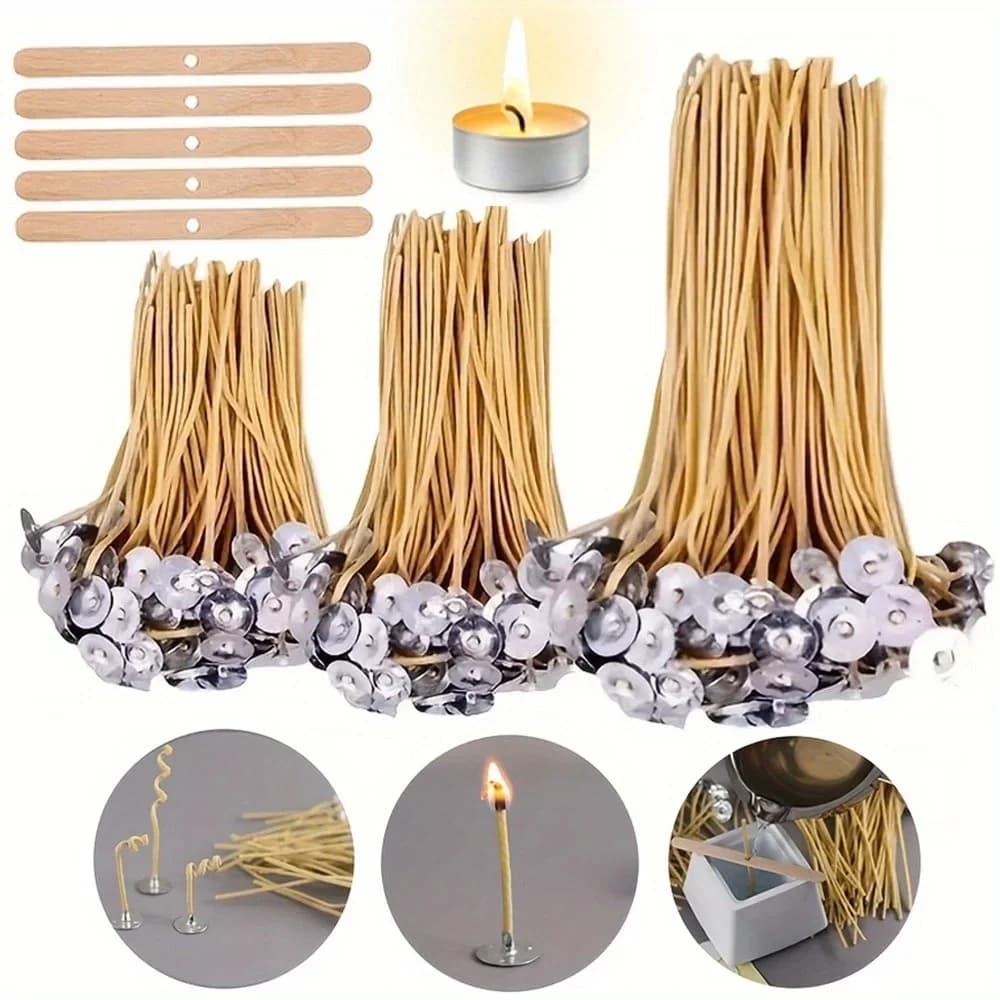 Candle Wicks 50 PCS 8 Inch Hemp Candles Wick Organic Beeswax Candle Wick for Candle Making DIY Tools Butter Hemp Candle Wick
