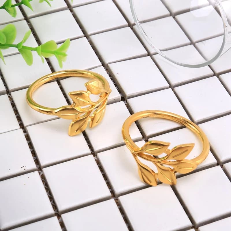 Set di 6 Anelli Portatovaglioli a Forma di Foglie per Hotel, Matrimoni, Feste Natalizie, Decorazioni per Tavola da Pranzo in Oro