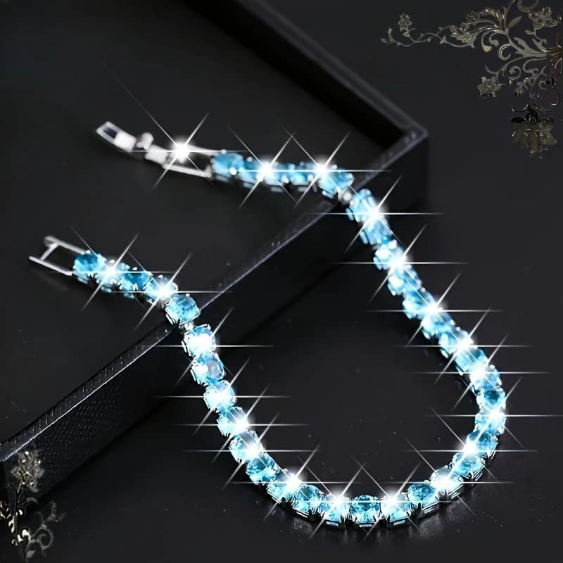 Bracciale Tennis Minimalista Quadrato, Gioiello Unisex con Zirconia Cubica Brillante, Accessorio Elegante per Feste e Uso Quotidiano