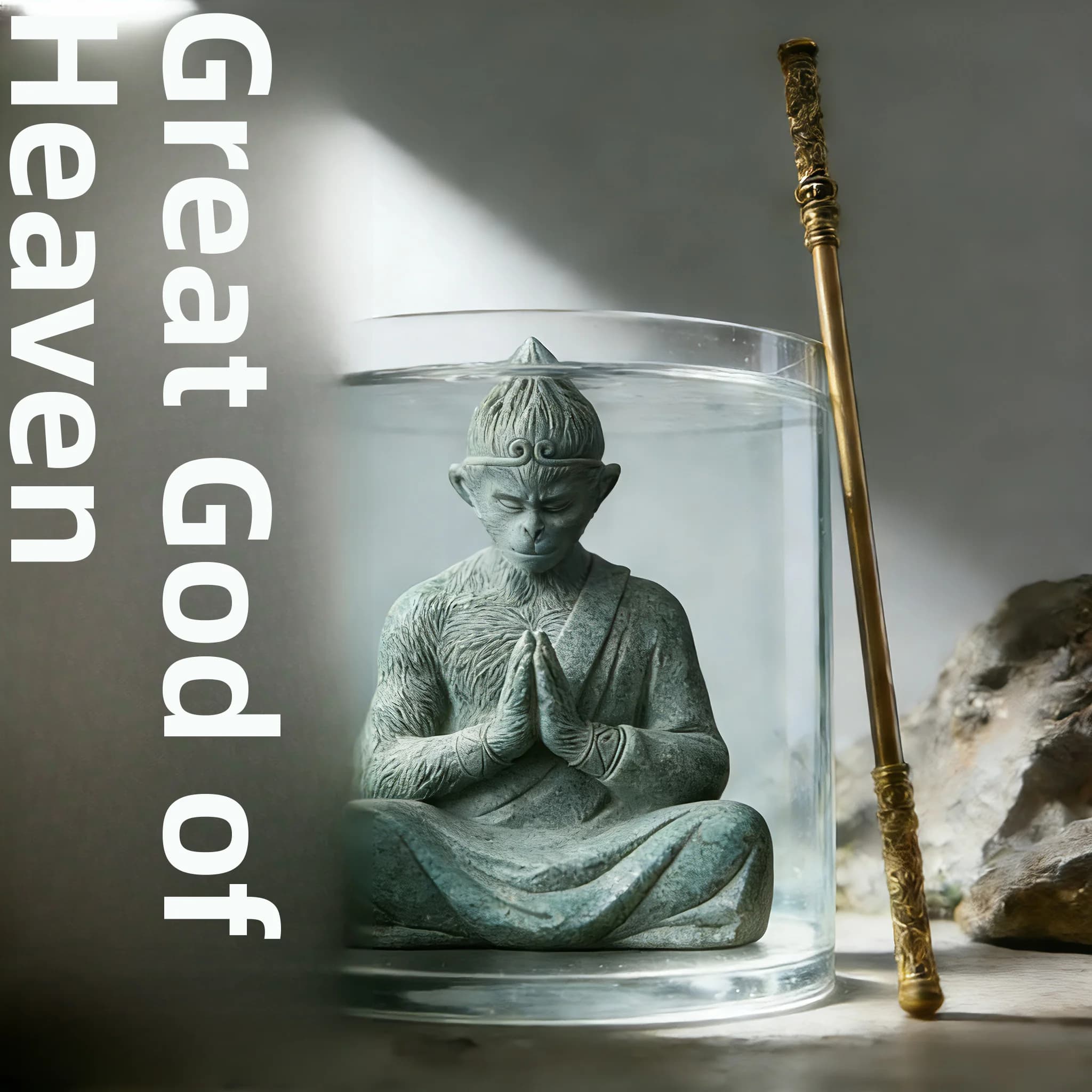 Decorazione per Acquario, Buddha Re Scimmia in Pietra, Ornamento Miniatura per Paesaggio, Decoro per Vasca dei Pesci in Stile Cinese