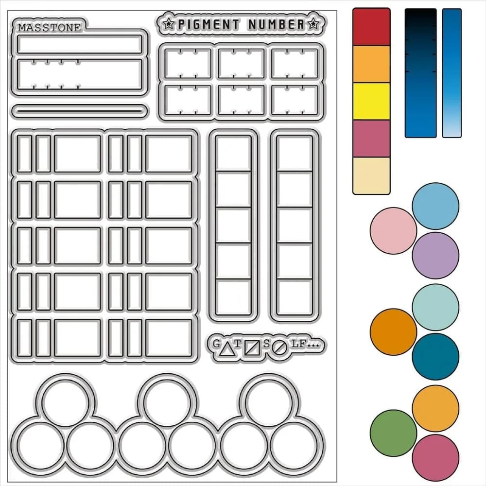 Color Swatches Clear Rubber Stamps Palette Reusable Transparent Silicone Stamp Seals for DIY Scrapbooking Photo Album Making Kit
