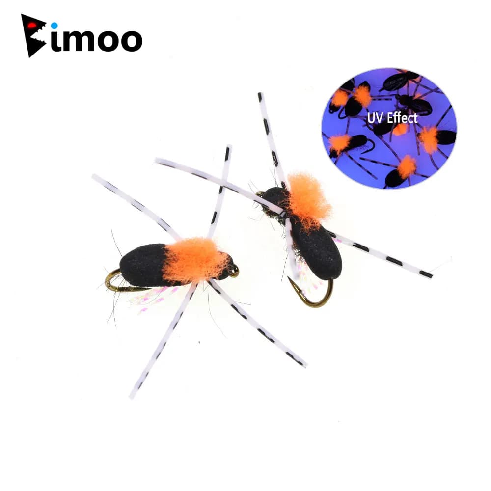 Bimoo 8 pezzi # 10 Para Post Wing Schiuma Formica Mosca Galleggiante Bettle Fly Nero Dry Fly Insetto Artificiale Esca Trota Char Esche da pesca