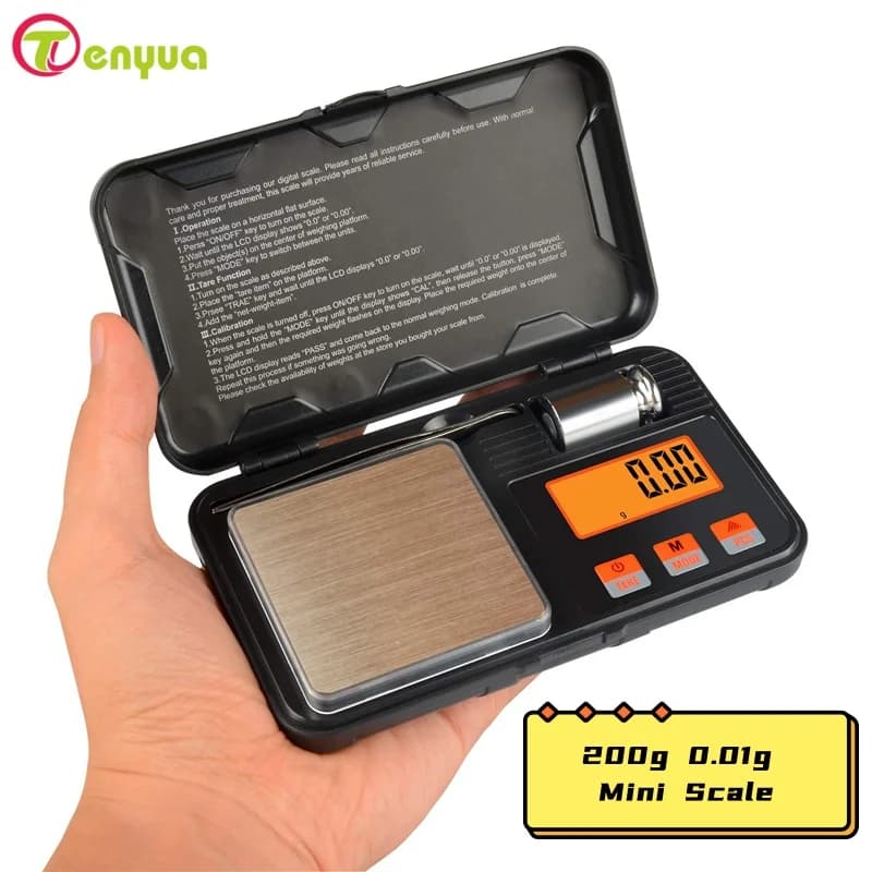 Digital electronic balance 200g 0.01g Mini professional pocket scales precision milligram calibration weights