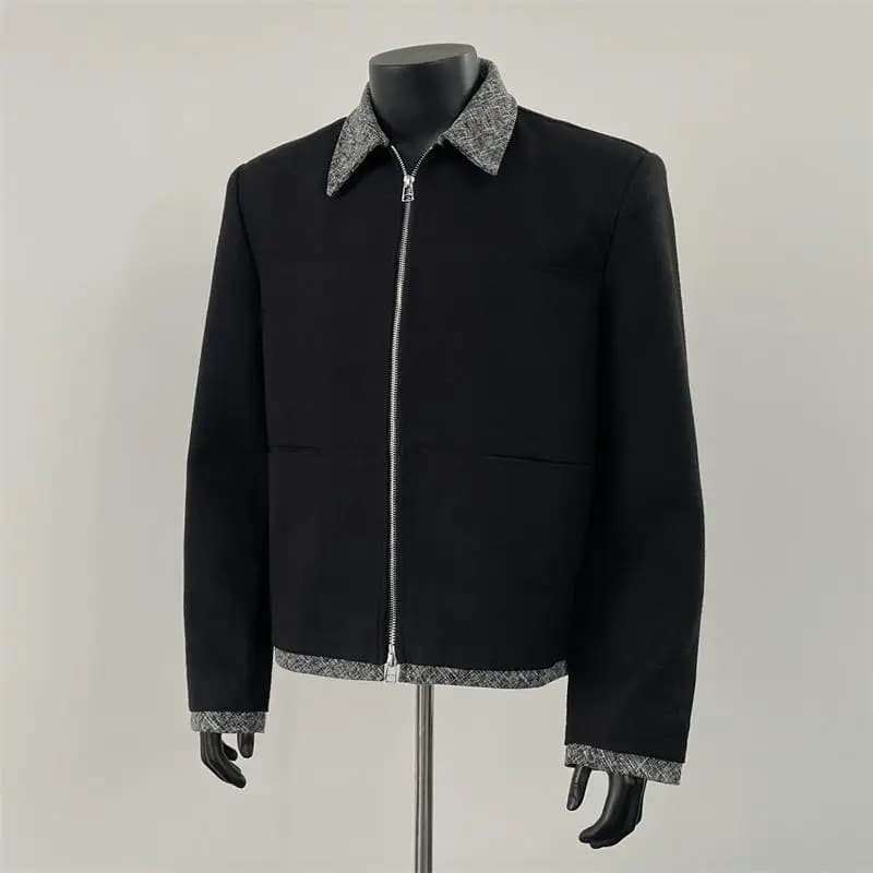 Elegant Black American Style Men's Suit Jacket Loose Fit Collared Versatile Jacket for Teenagers Spring Season Long Sleeve