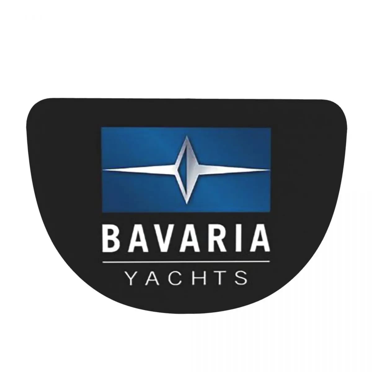 Bavaria Yachts Blue Silver Logo Soft Flannel Half Round Doormat Non Slip Bathroom Mat Absorbent Floor Carpet for Garage
