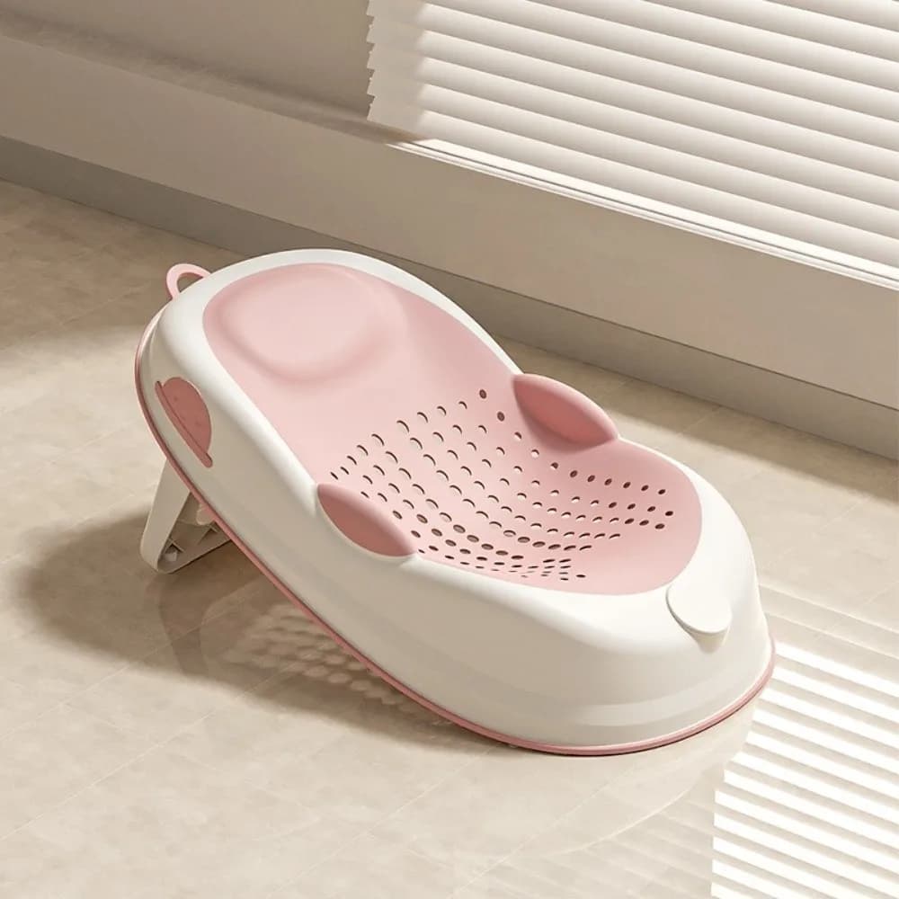 Supporto per seduta da bagno con sensore di temperatura, struttura in rete, rete da bagno per neonati, portatile, facile da usare, supporto per il bagnetto, cura del neonato