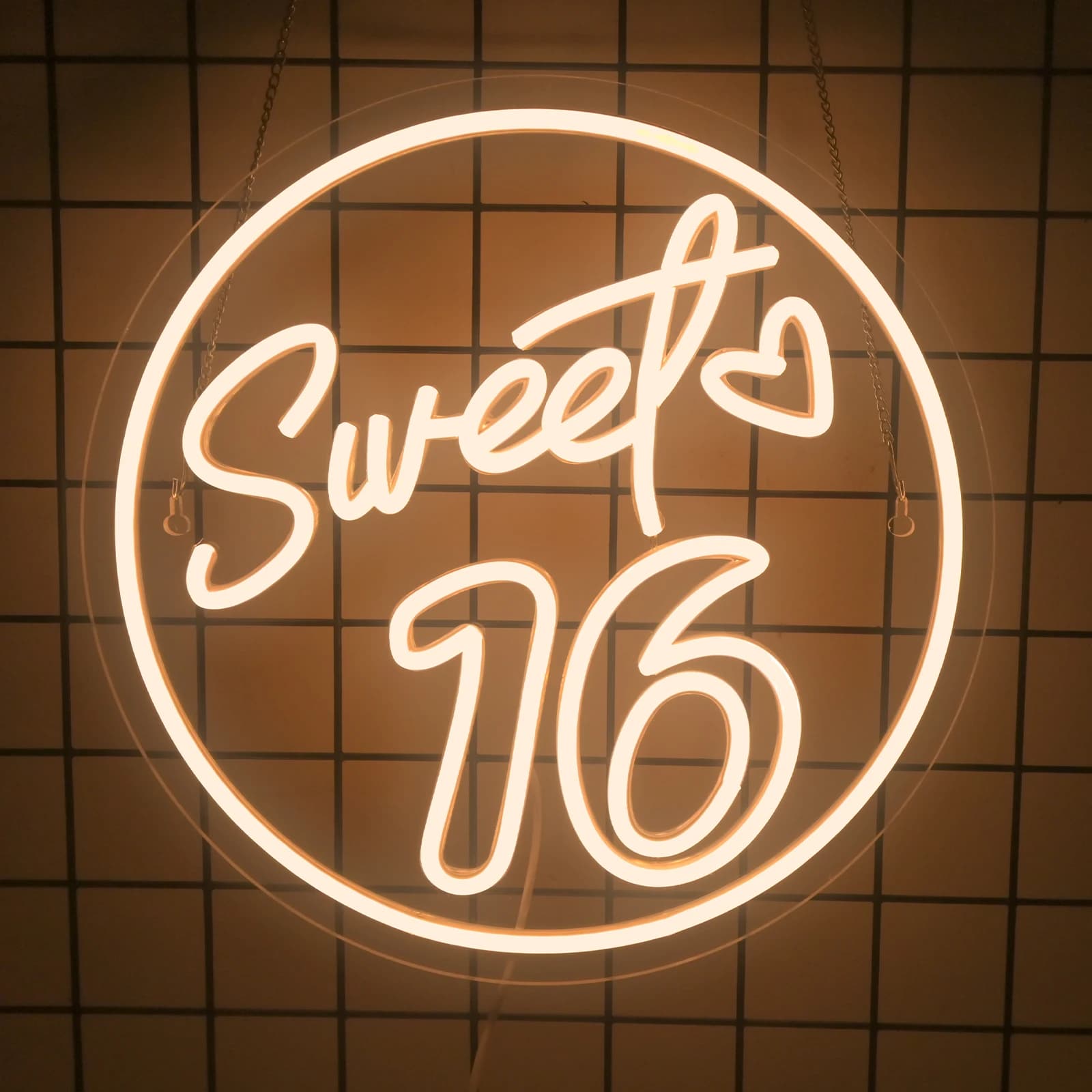Insegna al neon Sweet Sixteen 16th Birthday Luce al neon a LED dimmerabile per la decorazione della parete della festa della camera da letto Regali di compleanno per ragazze Alimentato tramite USB