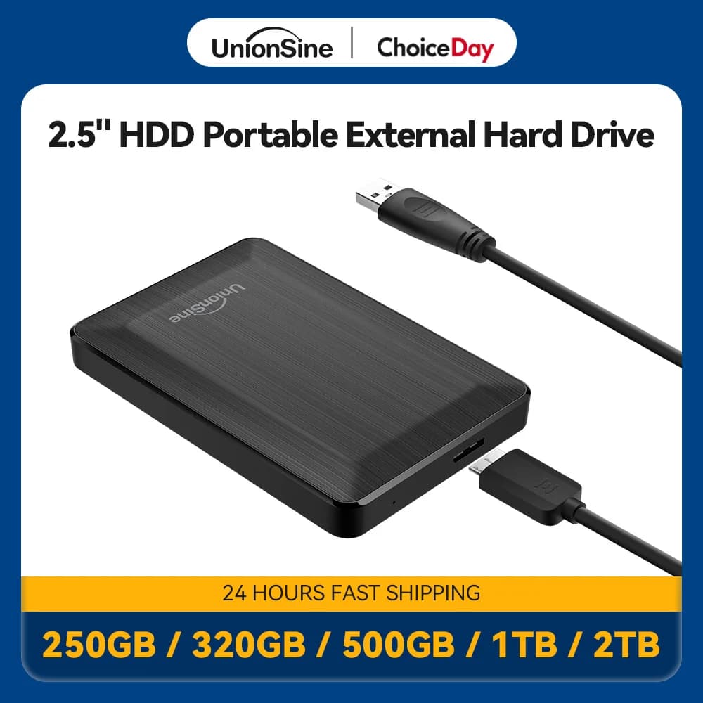 UnionSine HDD 2.5" Portable External Hard Drive 250gb/320gb/500gb/1tb/2tb USB3.0 Storage Compatible for PC Mac Desktop MacBook