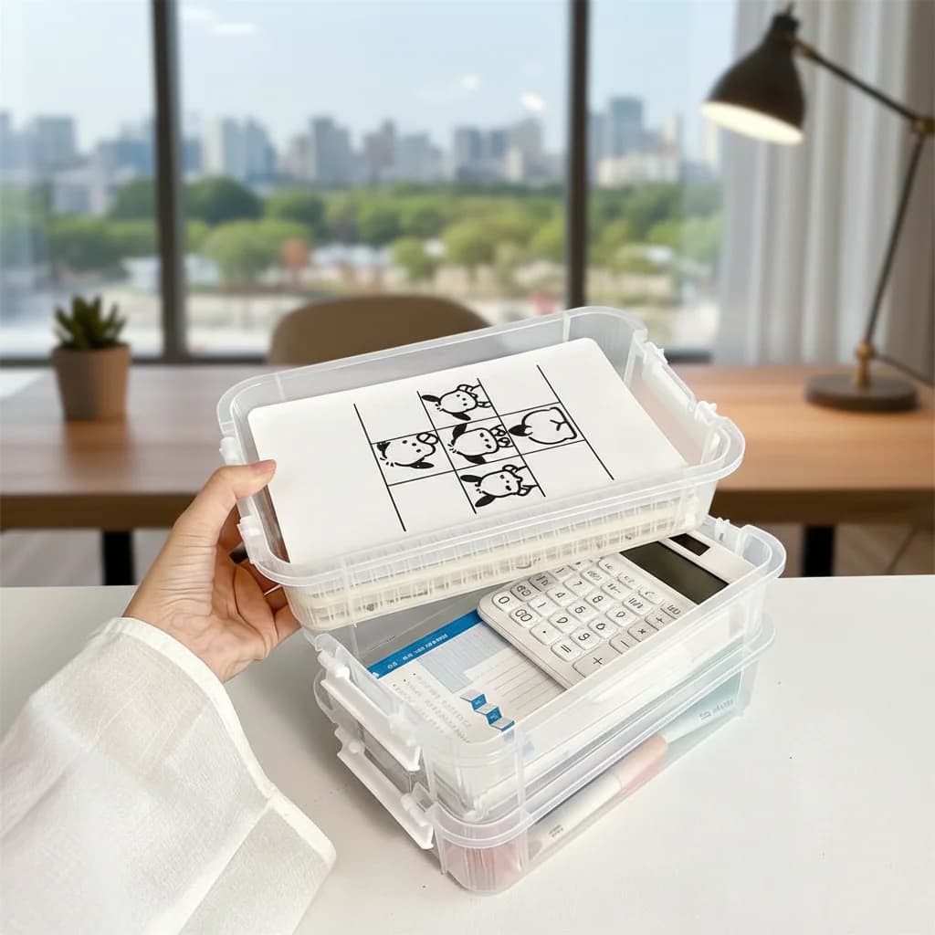 Astuccio Multistrato per Pennelli, Scatola Portaoggetti Trasparente Portatile con Cassetto Rimovibile, Contenitore in Plastica per Gioielli