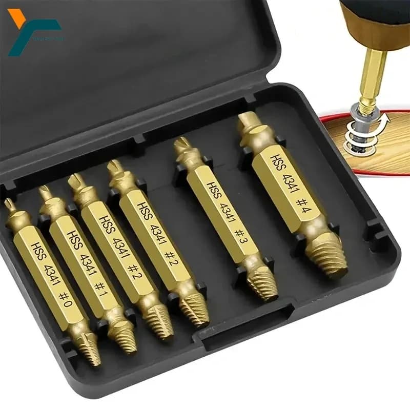 Set of Dried Screw Extractors, Quick Removal Drill Tips for Straped or Rottamate Screws, Easy Kit for Demolition, Electric Tools
