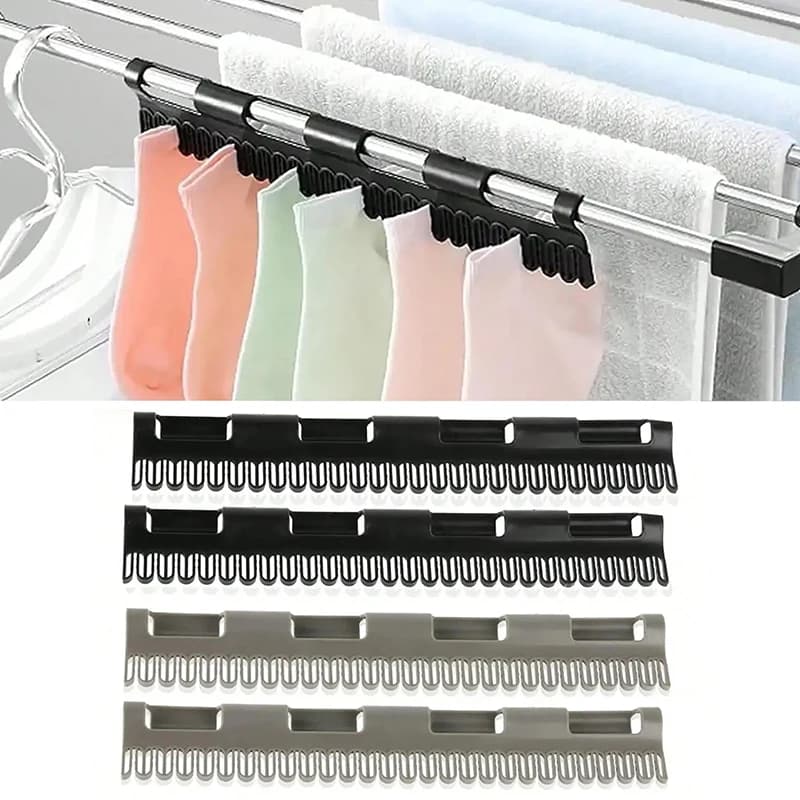 2 PCS Hanging Rod Sock Rack, Clothes Hanger Suitable For Drying Socks, Towels, Underwear And Other Small Clothing Items