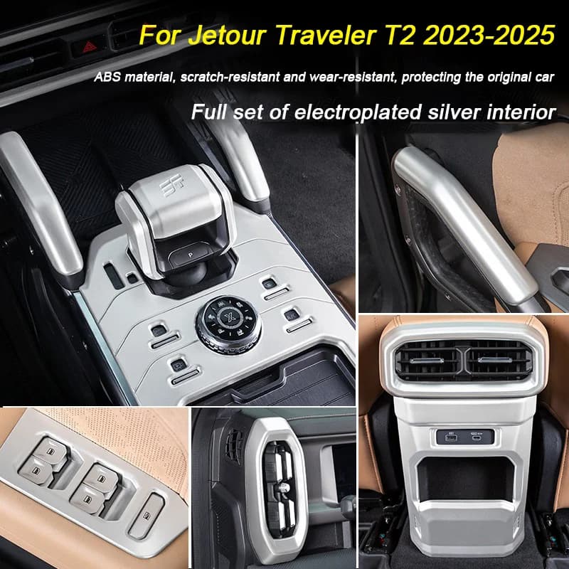 For Jetour Traveller T2 2023 2024 2025 Interior accessories for cars, Rear air outlet frame Central change panel Door handrail cover
