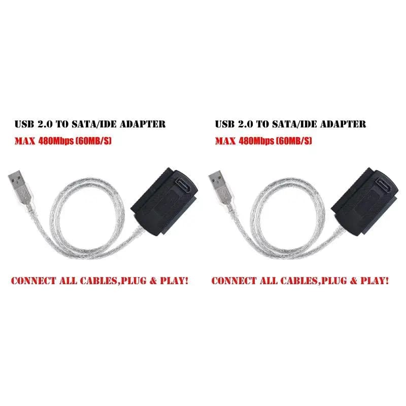2PackX(SATA PATA IDE Drive to USB 2.0 Adapter Converter Cable for Hard Drive Disk HDD 2.5 Inch 3.5 Inch with External EU Plug)