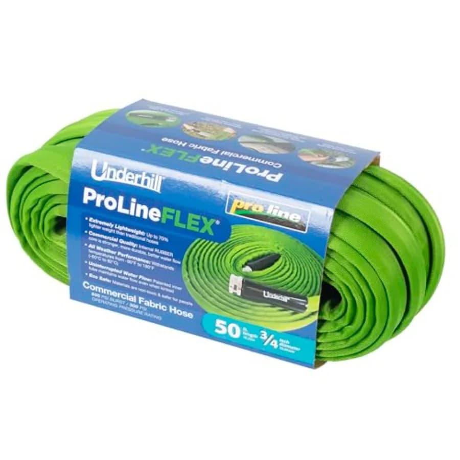 Tubo da Giardino ProLine Flex in Tessuto con Anima in Gomma, Design Leggero e Pieghevole, Raccordi in Alluminio, Adatto per Acqua Calda