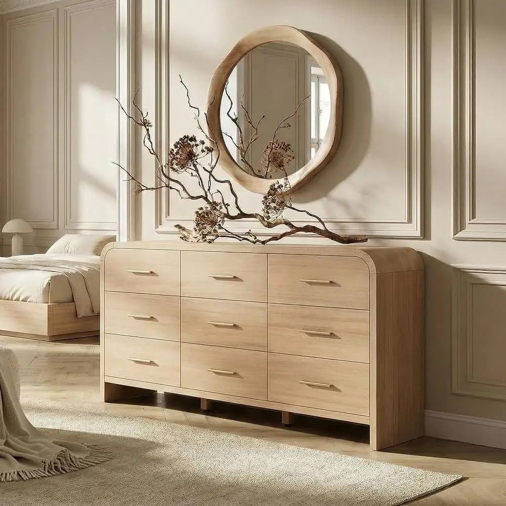 Curved 9-Der Drer or Bedroom, 63" Wide ern Chest o Ders, Vanity Desk TV Stand or Living Room, Closet Storage Ders Organizer urni