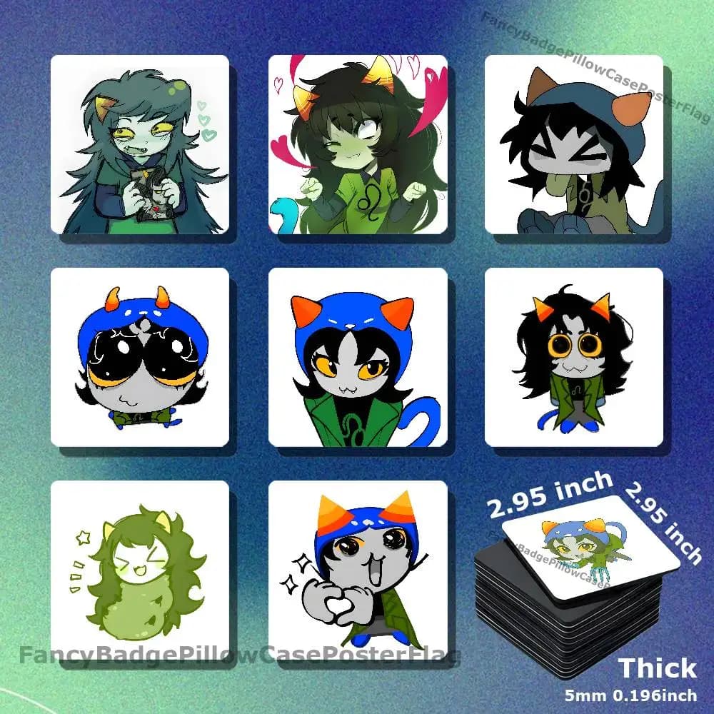 N-Nepeta H-Homestuck Acrylic Refrigerator Magnets Square Tiles with Magnetic Sheets for Home Decoration