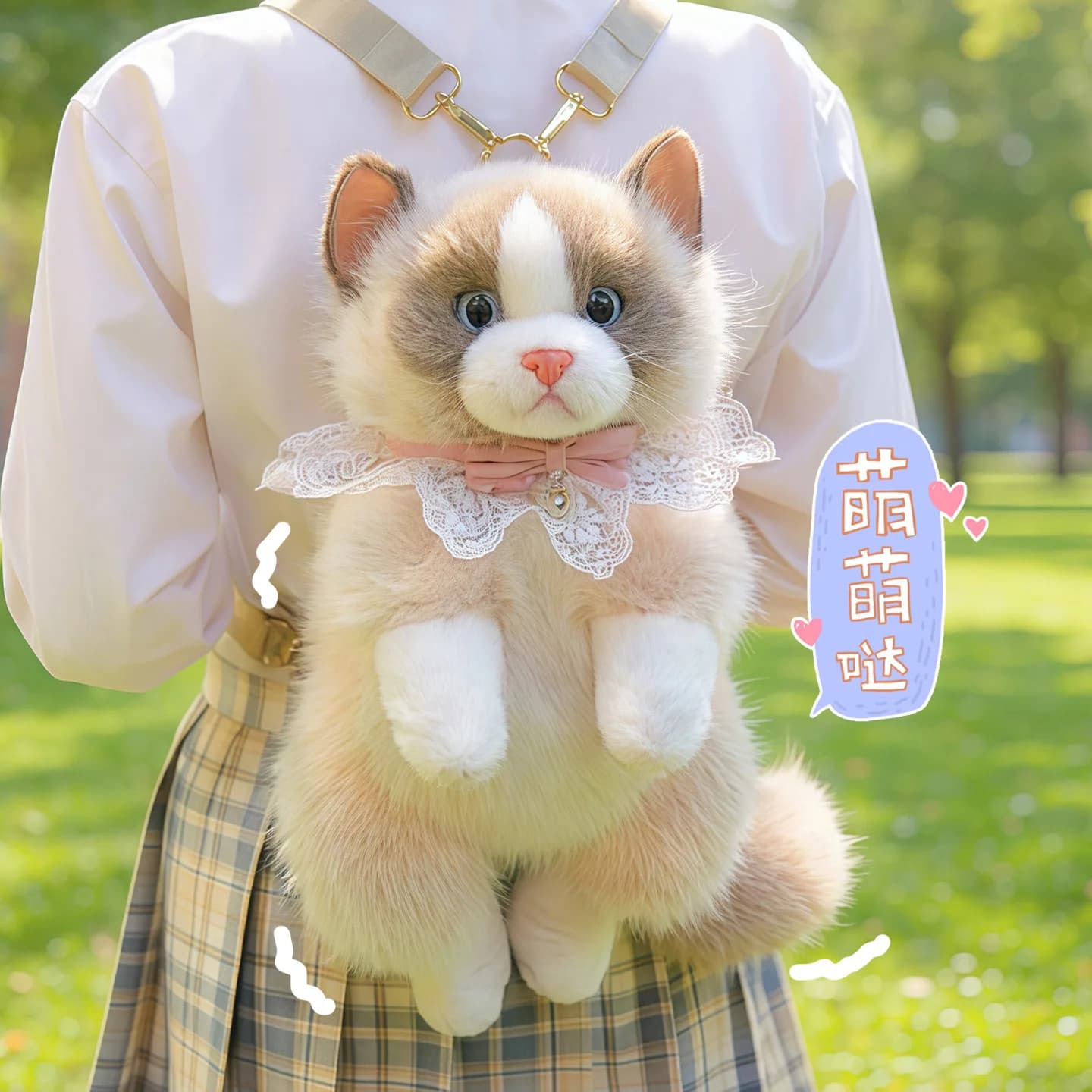 Super Realistic Simulated Puppet Cat Backpack Stuffed Animals Cute Cat School Bags Cartoon Travel Storage Animals Bag