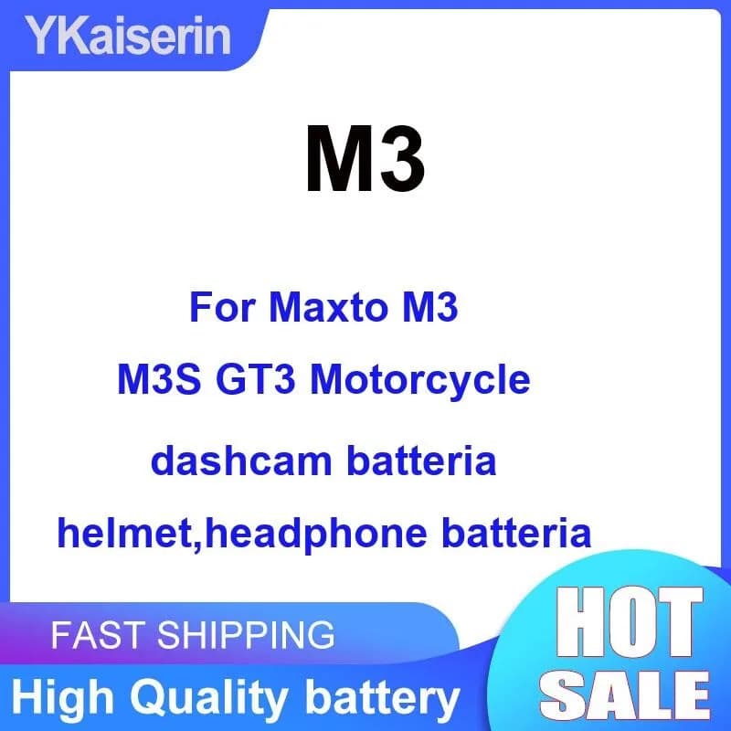 2000Mah Headphone Battery for Maxto M3 M3S GT3 Moto Dashcam Battery Helmet, Headphone