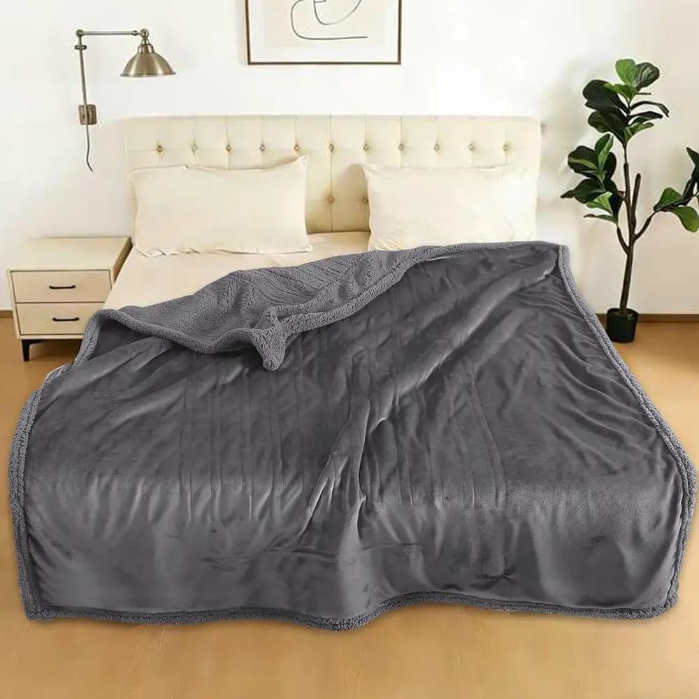 Coperta Elettrica Riscaldata Misura Full 72\" x 84\" - 5 Livelli di Calore e Spegnimento Automatico 10 Ore, Fodera in Microplush e Rivestimento in Sherpa, Lavabile in Lavatrice, Ove