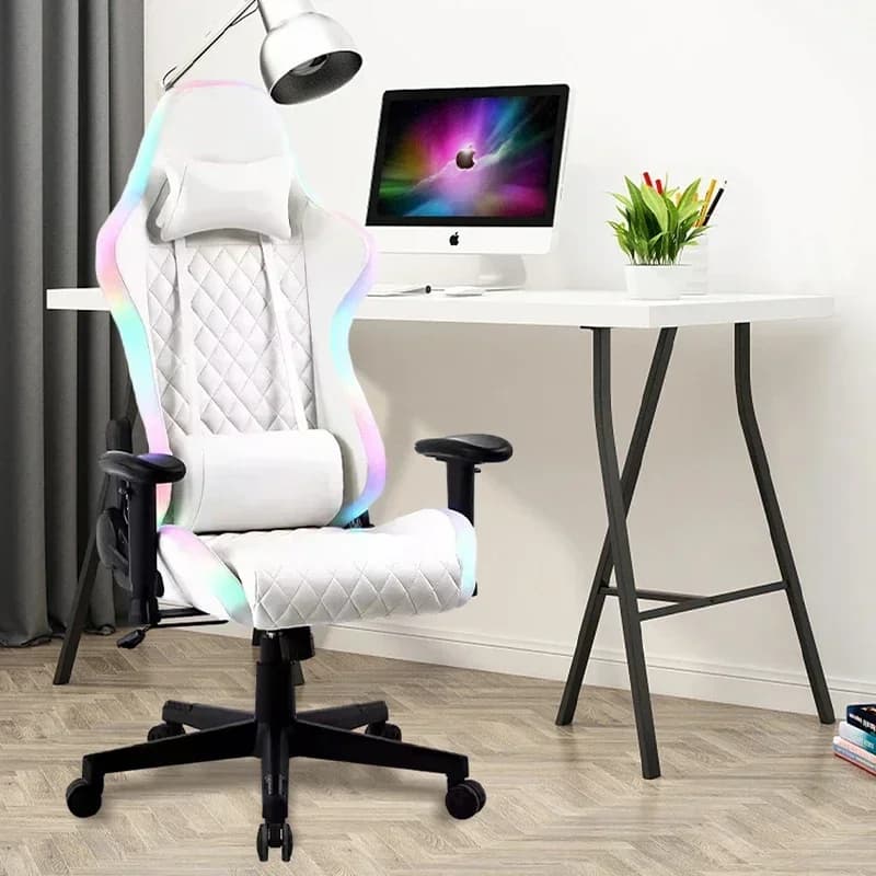 l # lampada Sedia per e-sport Sedia da gioco comoda e regolabile in pelle PU con luci