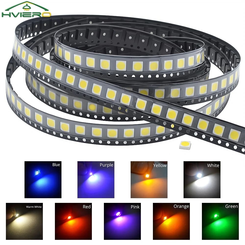 100 Pz 5050 Chip Luce Bianco Rosso Blu Rosa RGB SMD SMT 3 V 6000-6500 k Led Patch Lampada Luminosa Per FAI DA TE Soffitto Diodi Emettitori lampadina