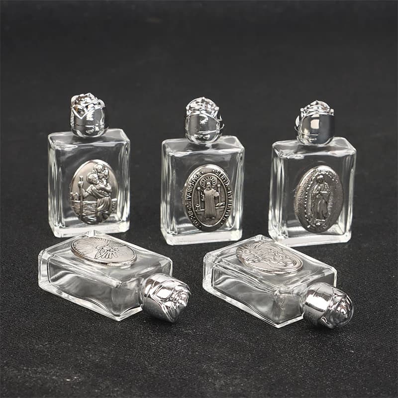 1Pc Glass Refillable Holy Water Bottle 12 Types Jesus Bottle Religious Cross Bottle Christian Virgin Sculpture Bottle