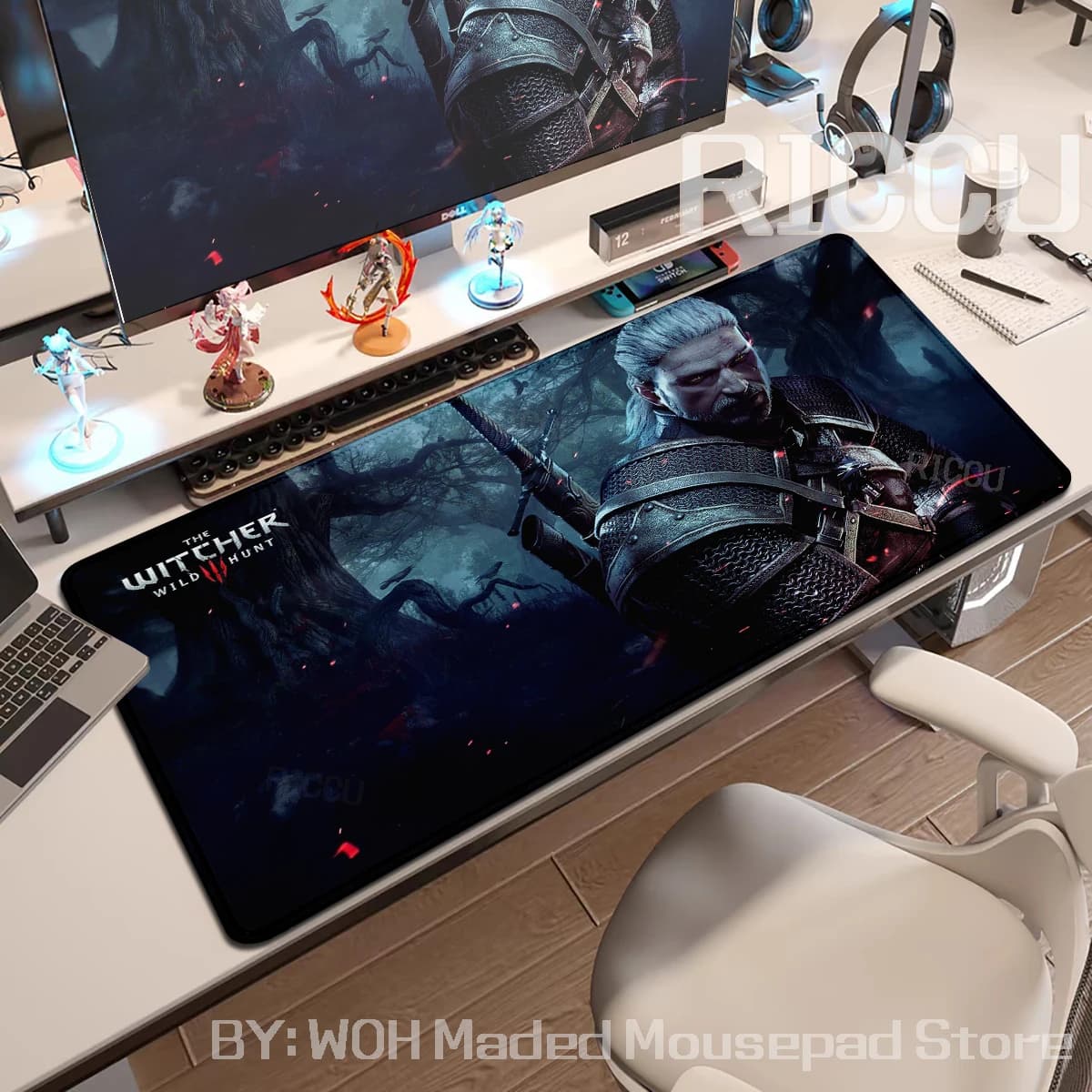 Tastiera da gioco di grandi dimensioni Tappetino per mouse T The Witchers Tappetino per mouse Gamer Cabinet Tappetino da scrivania Mausepad Tappetino da scrivania HD Tappetini estesi Tappetino da gioco XXL