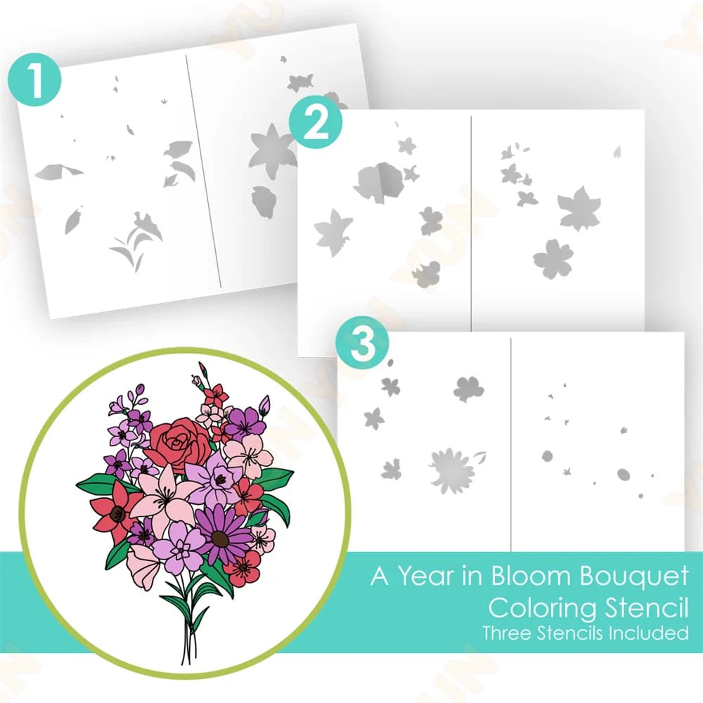2026 New A Year in Bloom Bouquet Dies Stamps Stencil Set DIY Scrapbooking Handmade Card Decoration Stamps Embroidery Template