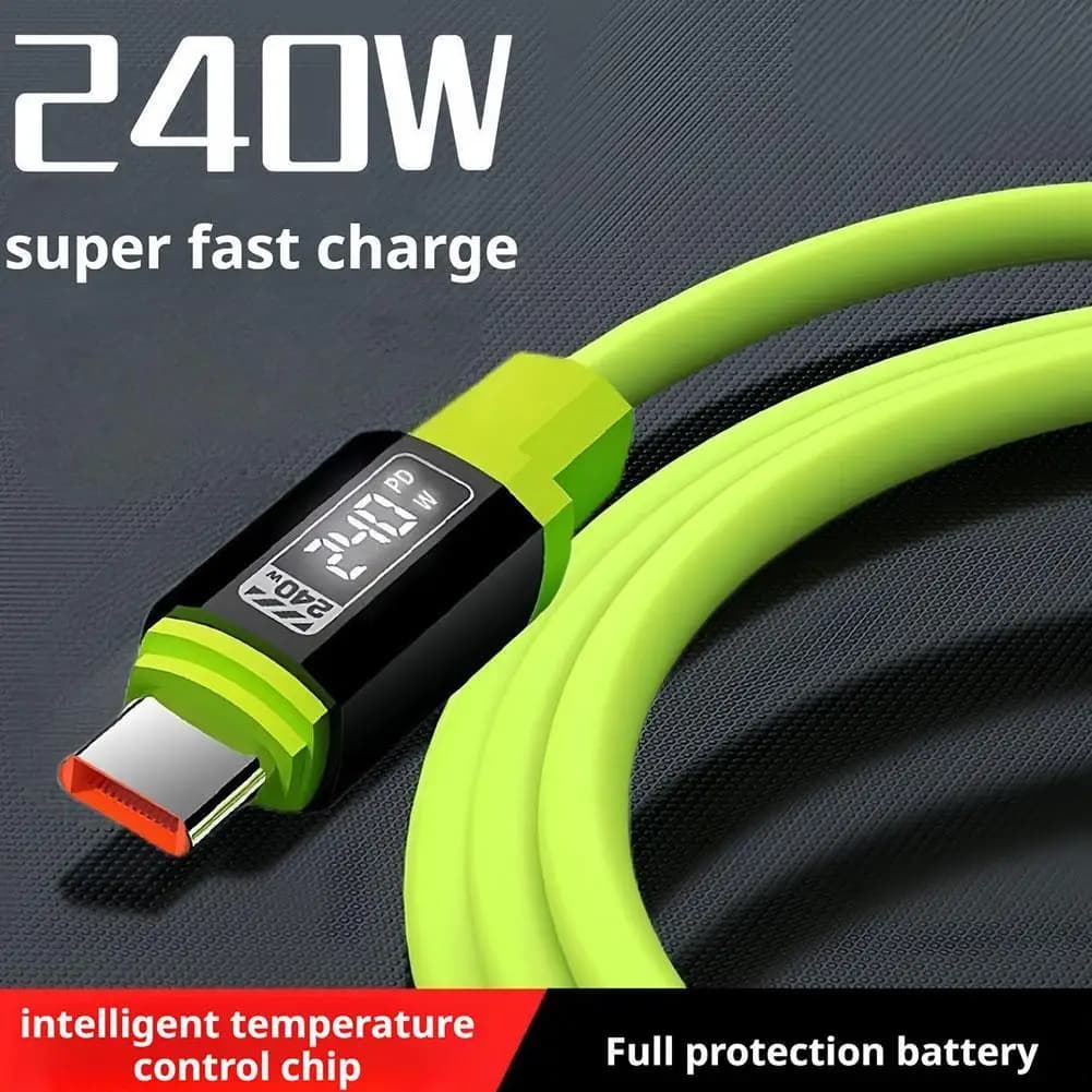 Cavo di ricarica rapida da 240 W - Cavo USB tipo C in silicone liquido spesso, ricarica flash intelligente per Huawei Xiaomi Samsung OPPO VIVO