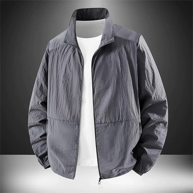 Giacca Estiva Ultra-Sottile a Rapida Asciugatura per Uomo, Versione Coreana con Colletto Alto, Protezione Solare UV, Abbigliamento Protettivo per la Pelle