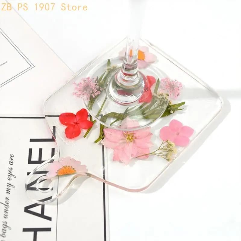 Cup Mat Crystal Mold DIY Handle Tray Serving Borad Crystal Epoxy Mold 55KA