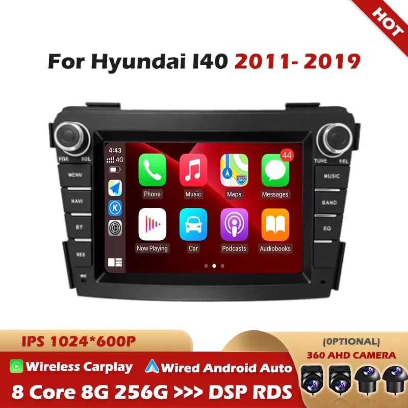 Android Car Radio For Hyundai i40 2011 2012 2013 2014 - 2019 Carplay Multimedia Navigation Bluetooth WIFI 4G Automotiva Stereo