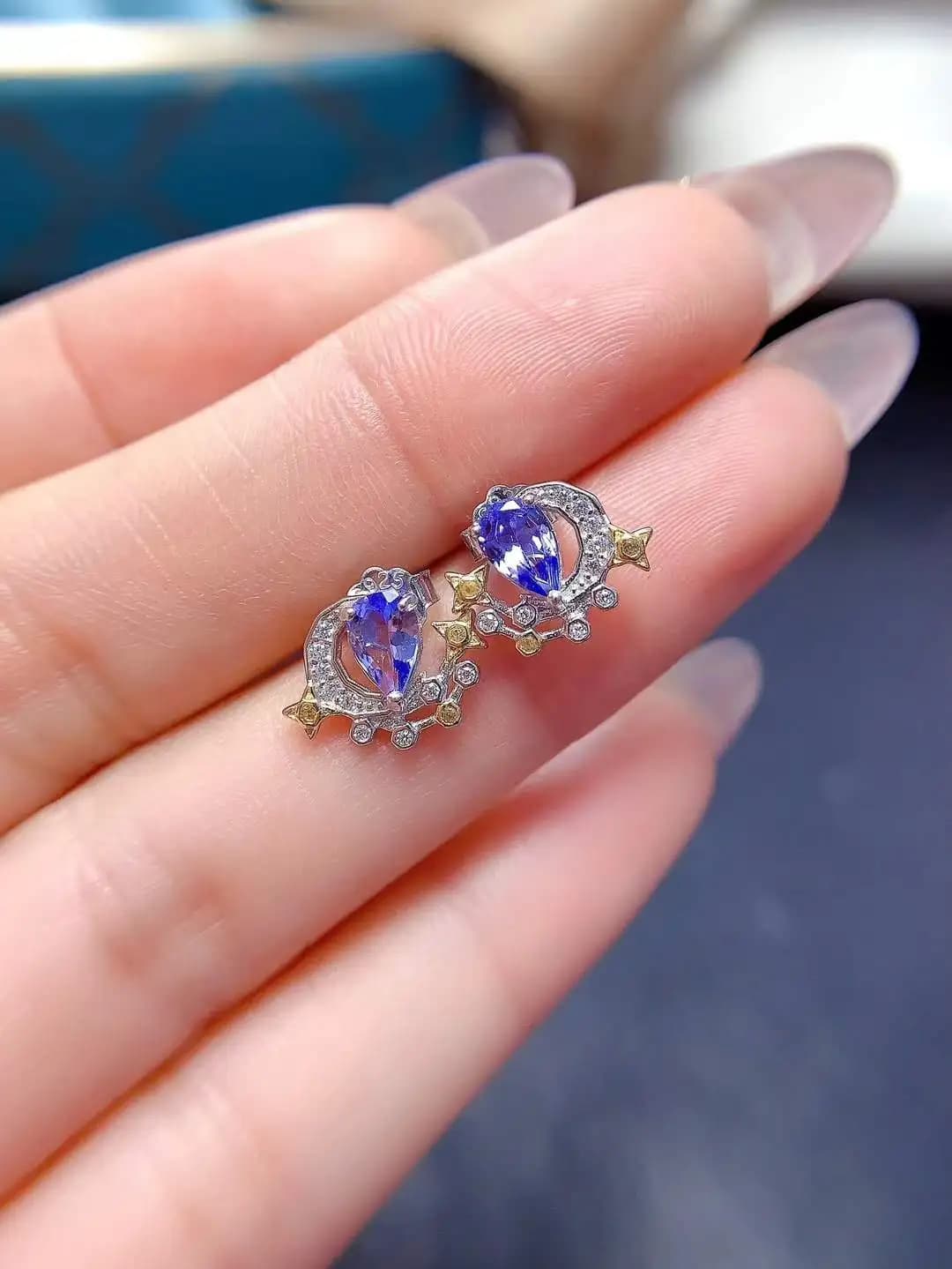 Il miglior regalo di compleanno Orecchino tanzanite naturale al 100% Orecchini in vero tanzanite da donna in argento sterling 925