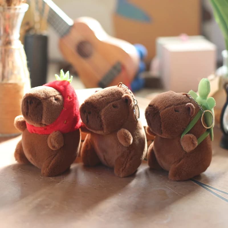 Cute Capibara Kapibara peluche Cartoon cavia ciondolo morbida bambola di pezza portachiavi zaino borsa per auto portachiavi Decor Kid Gift