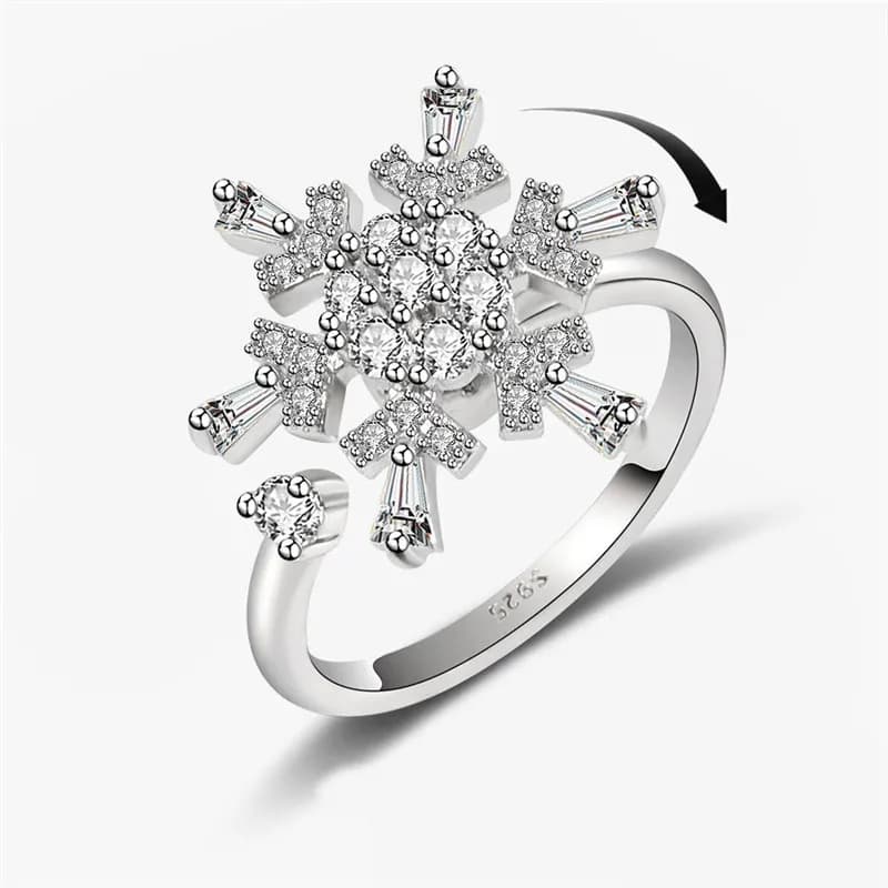 Anello Fidget Spinner alla moda Ansia per le donne Anelli di girasole Ruota antistress Matrimonio Fiocco di neve Accessori per gioielli da dito