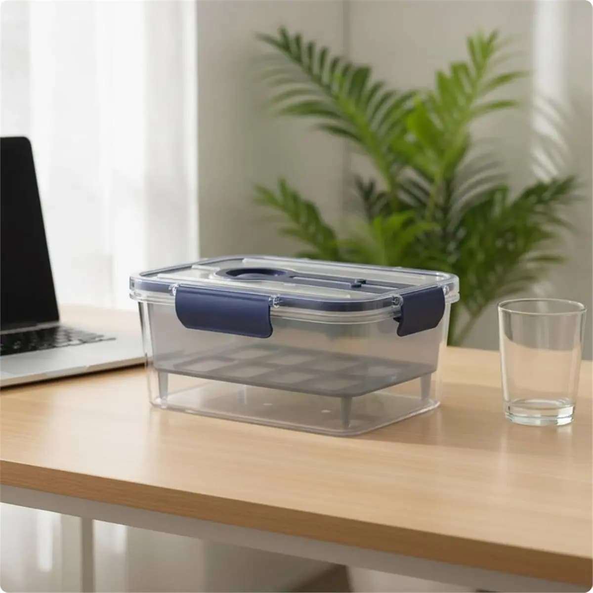 L70A Food Storage Container with Removable Colander Clear Produce Keeper with Drainage Basket Airtight Organizer Bins B