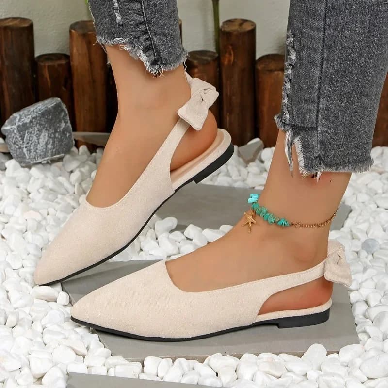 Scarpe basse da donna Temperamento Punta a punta Appartamenti casual Sandali piatti antiscivolo da esterno per donna Mocassini con bocca superficiale