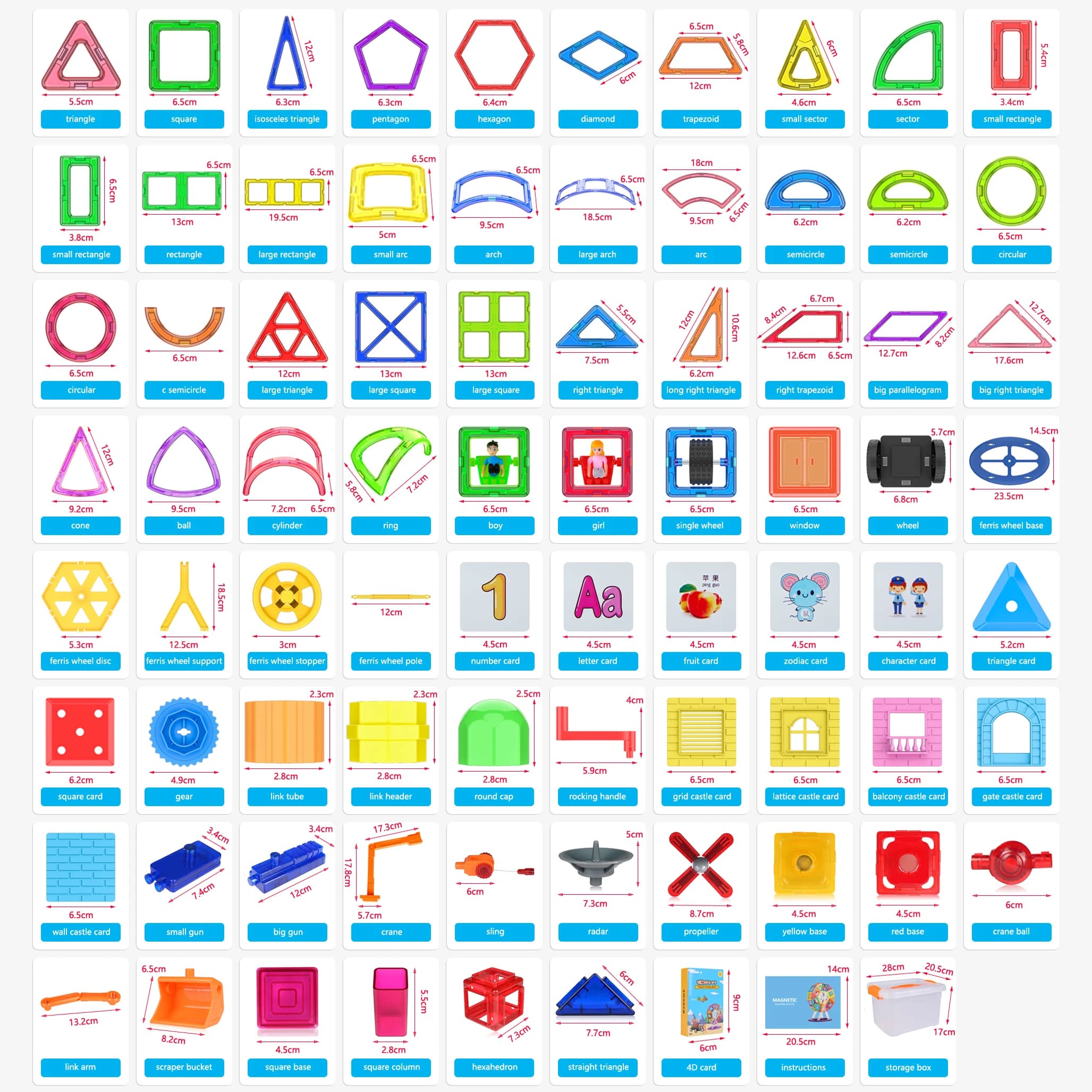Grandi mattoncini magnetici, blocchi magnetici da costruzione, accessori educativi, giocattoli da costruzione per bambini, set regalo per bambine.