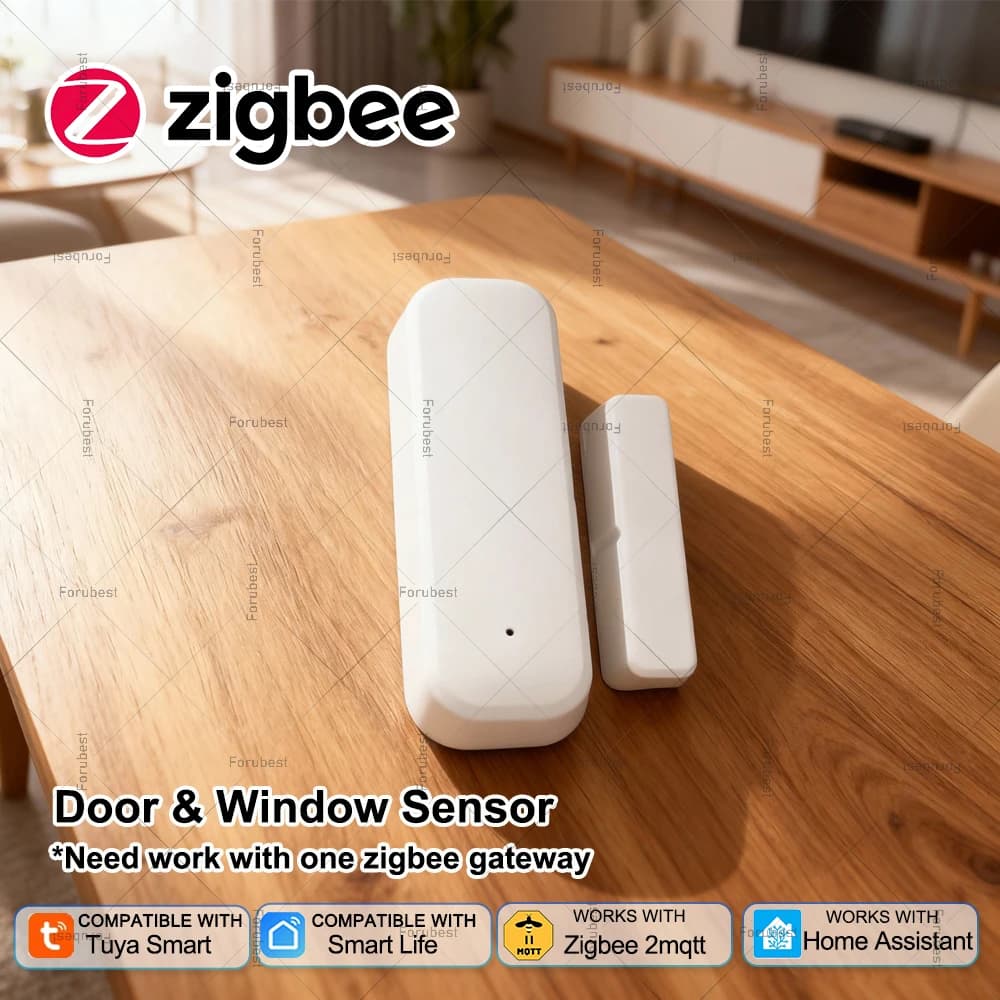 Tuya Zigbee Sensore porta intelligente Sensore di contatto Porta finestra Rilevatore aperto chiuso Dispositivo di protezione di sicurezza domestica Funziona con Z2MQTT